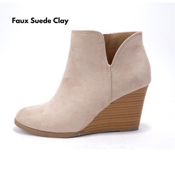 SunnyMia Shoes - CLEARANCE Faux Suede Clay Ankle Wedge Booties size 6